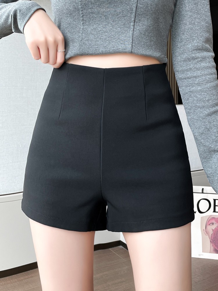 Black suit shorts elastic slim fit 3 01