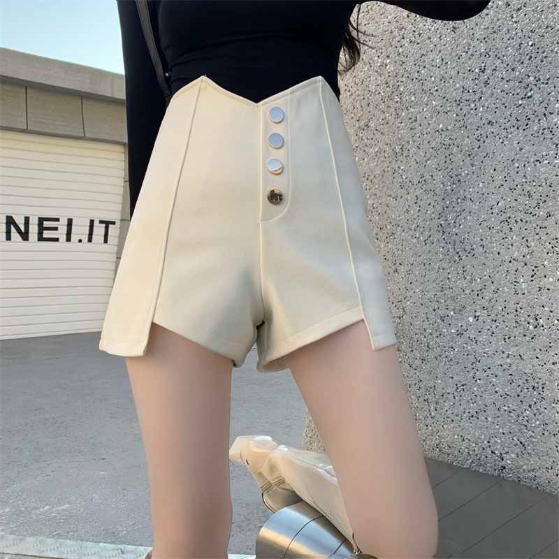 Black wide-leg irregular A-line shorts 4