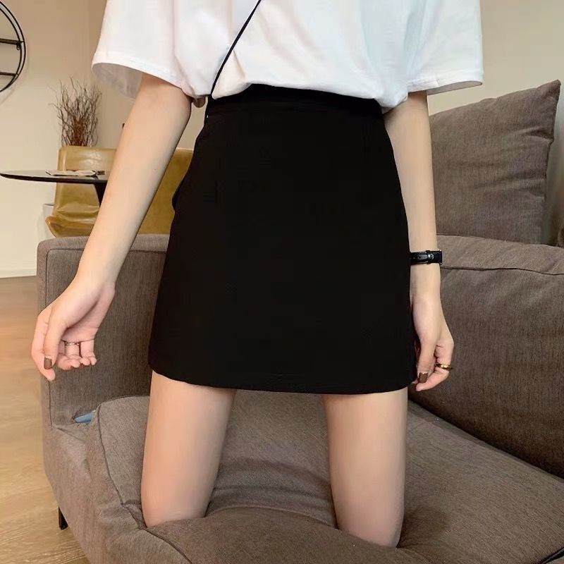 Simple solid color high waist skirt 14 01